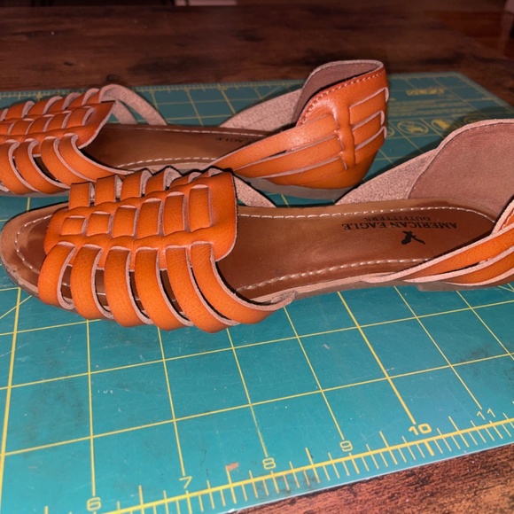 Leather Brown Caged Sandals - Picture 5 of 5